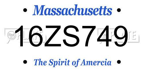 16ZS749 Massachusetts License Plate