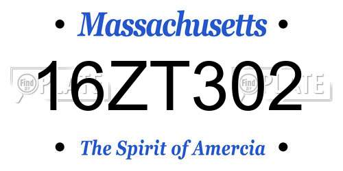 16ZT302 Massachusetts License Plate