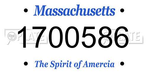 1700586 Massachusetts License Plate