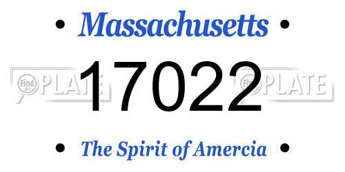 17022 Massachusetts License Plate