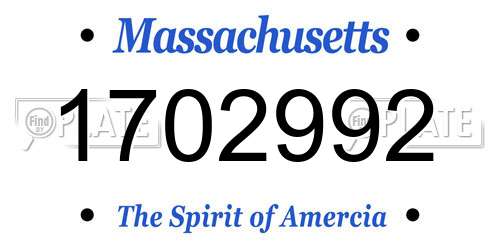 1702992 Massachusetts License Plate