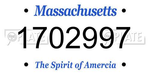 1702997 Massachusetts License Plate