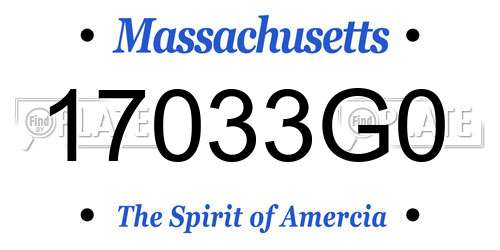 17033G0 Massachusetts License Plate