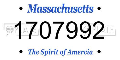 1707992 Massachusetts License Plate