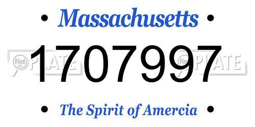 1707997 Massachusetts License Plate