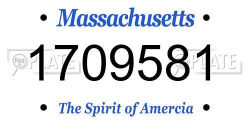 1709581 Massachusetts License Plate