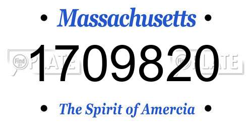1709820 Massachusetts License Plate