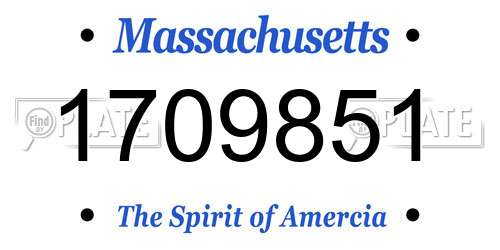 1709851 Massachusetts License Plate