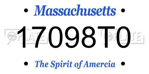 17098T0 Massachusetts License Plate