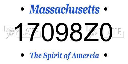 17098Z0 Massachusetts License Plate