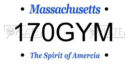 170GYM Massachusetts License Plate