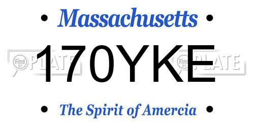 170YKE Massachusetts License Plate