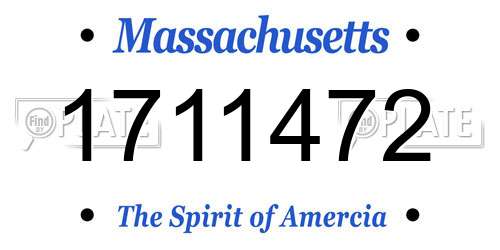 1711472 Massachusetts License Plate