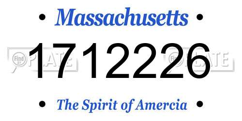 1712226 Massachusetts License Plate
