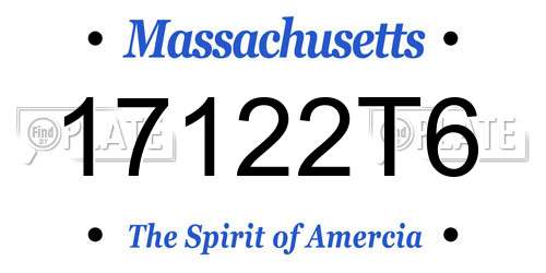 17122T6 Massachusetts License Plate