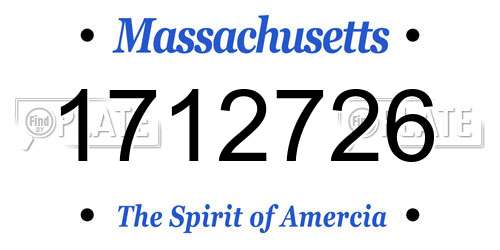 1712726 Massachusetts License Plate
