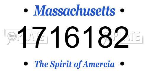 1716182 Massachusetts License Plate