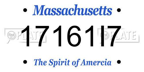 17161I7 Massachusetts License Plate