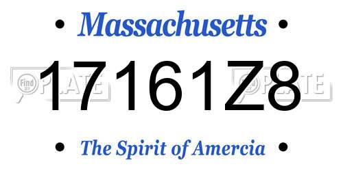 17161Z8 Massachusetts License Plate