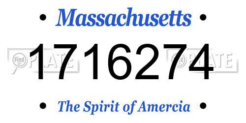 1716274 Massachusetts License Plate