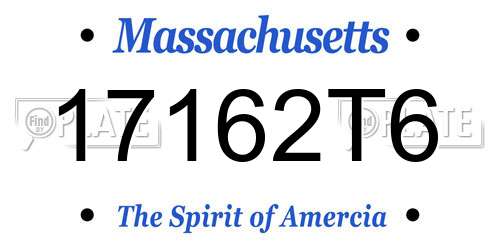 17162T6 Massachusetts License Plate