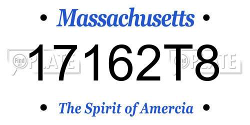 17162T8 Massachusetts License Plate