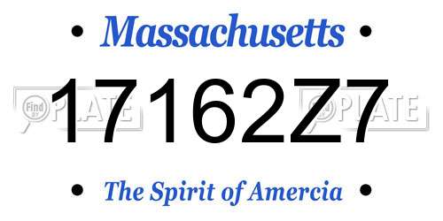 17162Z7 Massachusetts License Plate