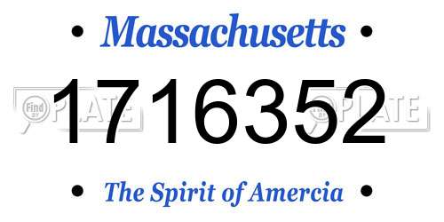 1716352 Massachusetts License Plate