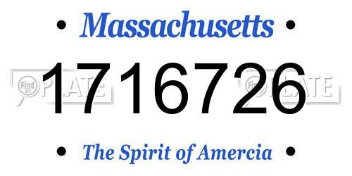 1716726 Massachusetts License Plate