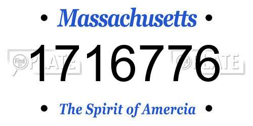 1716776 Massachusetts License Plate