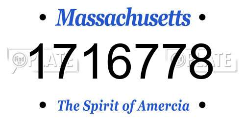 1716778 Massachusetts License Plate