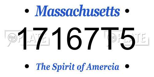 17167T5 Massachusetts License Plate