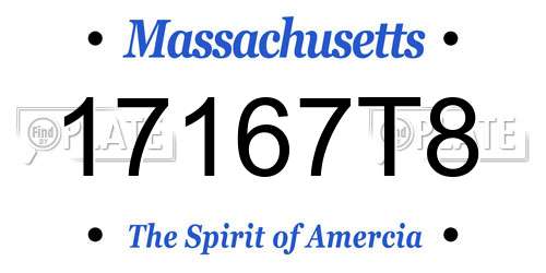 17167T8 Massachusetts License Plate