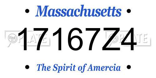17167Z4 Massachusetts License Plate