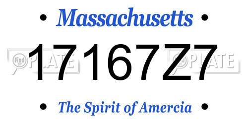17167Z7 Massachusetts License Plate