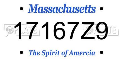 17167Z9 Massachusetts License Plate