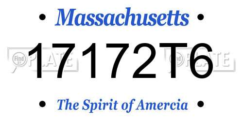 17172T6 Massachusetts License Plate