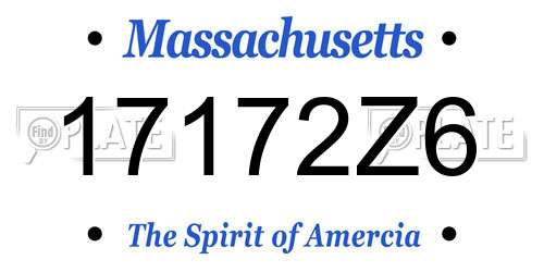 17172Z6 Massachusetts License Plate