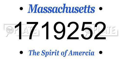 1719252 Massachusetts License Plate