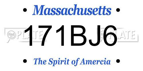 171BJ6 Massachusetts License Plate