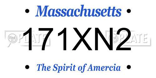 171XN2 Massachusetts License Plate