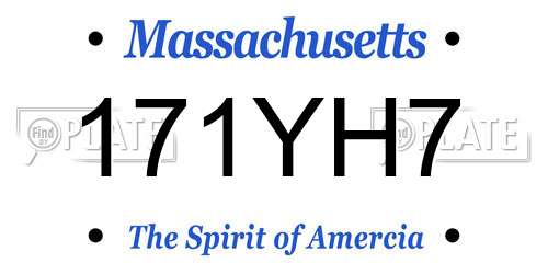 171YH7 Massachusetts License Plate