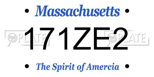 171ZE2 Massachusetts License Plate