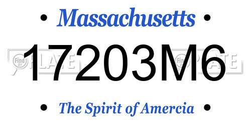 17203M6 Massachusetts License Plate