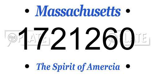 1721260 Massachusetts License Plate