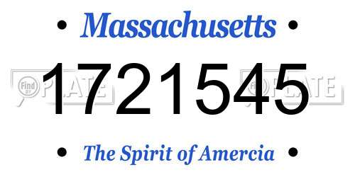 1721545 Massachusetts License Plate