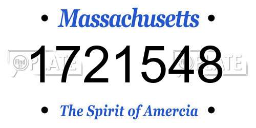 1721548 Massachusetts License Plate