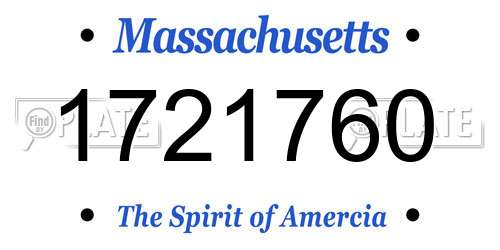 1721760 Massachusetts License Plate