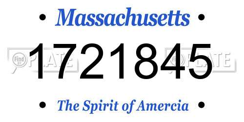 1721845 Massachusetts License Plate