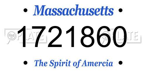 1721860 Massachusetts License Plate